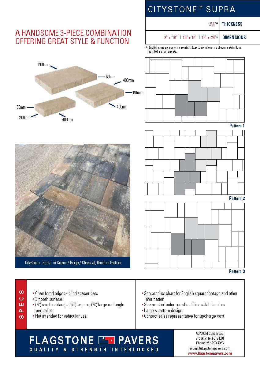 CityStone Supra Cut Sheet