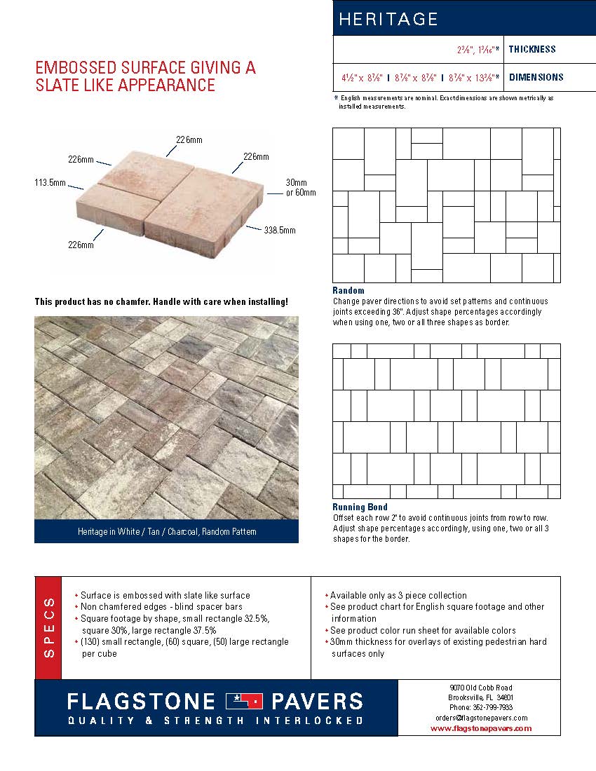 Heritage Cut Sheet